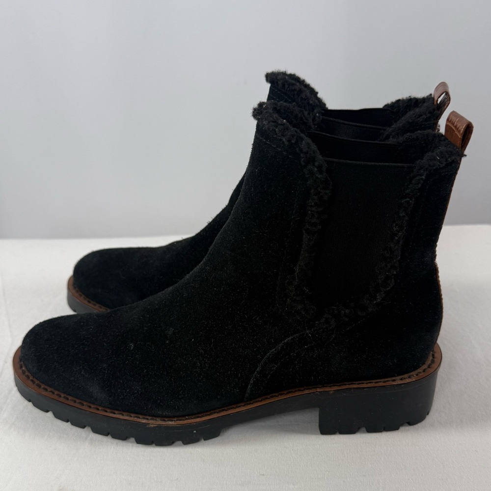 Sam Edelman Jaclyn Suede Sherpa Lined Chelsea Boot in Black Size 6 - Picture 7 of 9